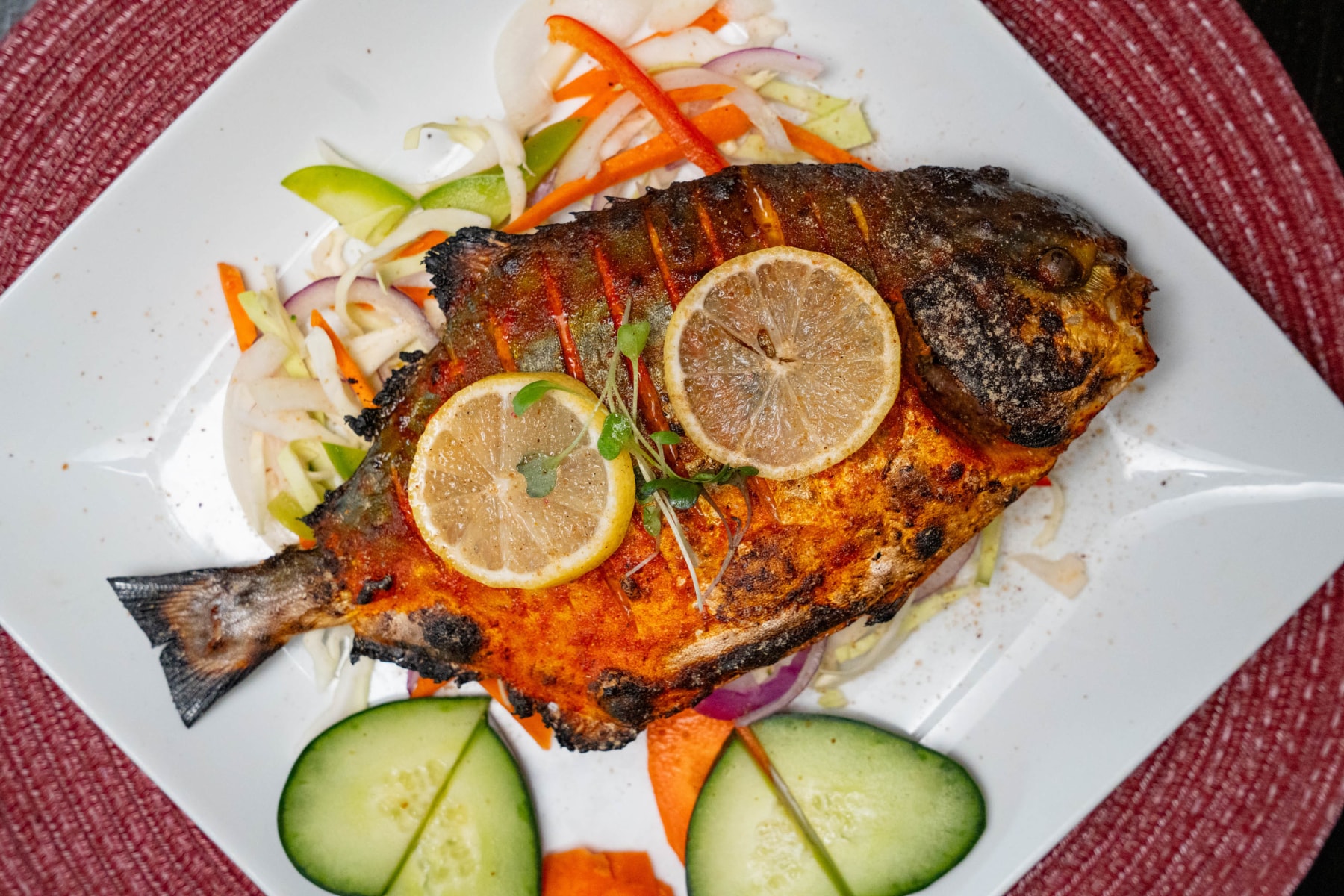 Fish dish served at Saffron Austin