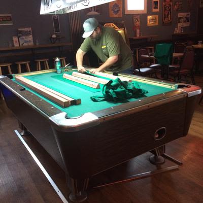 Refelting the pool table