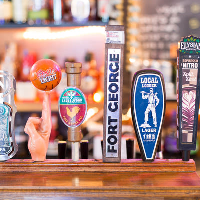 several different draft tap handles